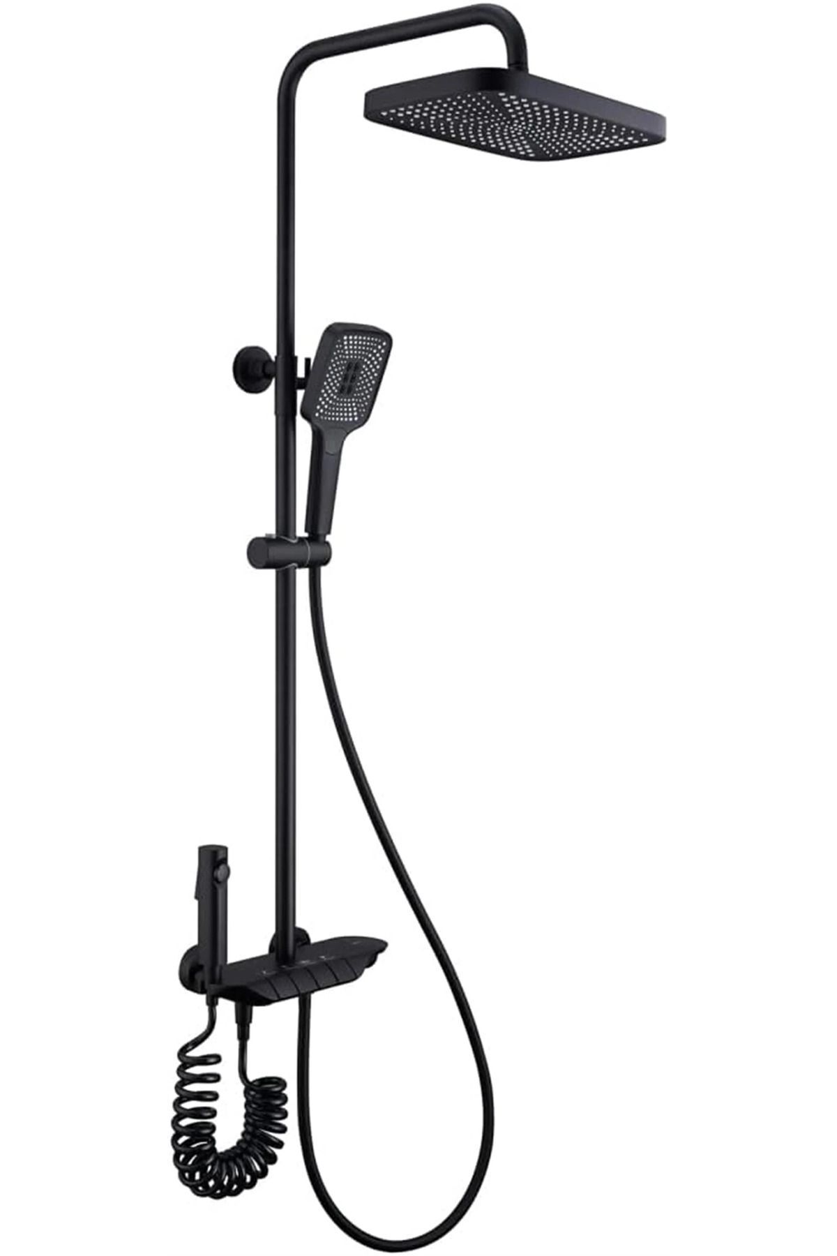 Efdal Yapı Siyah Tuşlu Piyano Duş Seti 2 Yıl Garantli(115CM) Boy Ayarlanabilir Pirinç Materyal