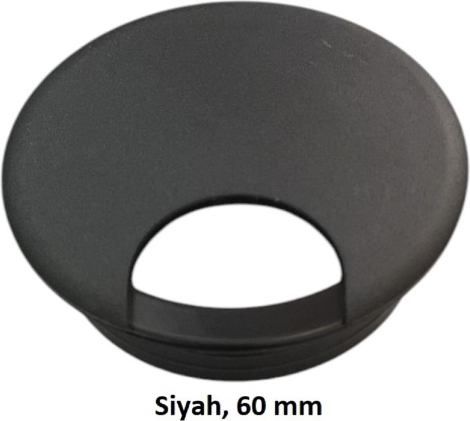 Masaüstü Kablo Kanalı Deliği Kapağı Siyah 6 cm