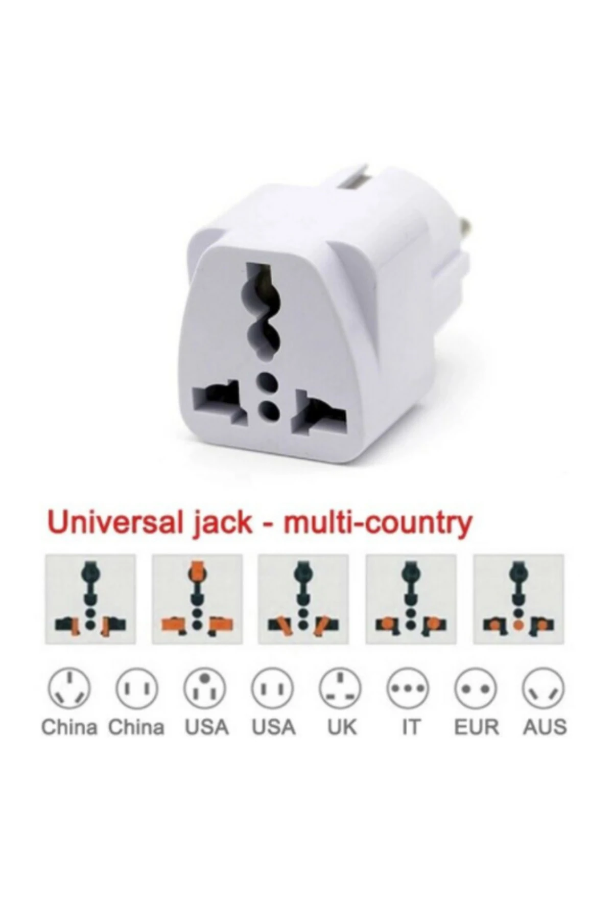 Seyahat Adaptörü Üniversal Priz Çevirici Dönüştürücü Türkiye ve 100'e yakın ülkede kullanılır. 2ADET