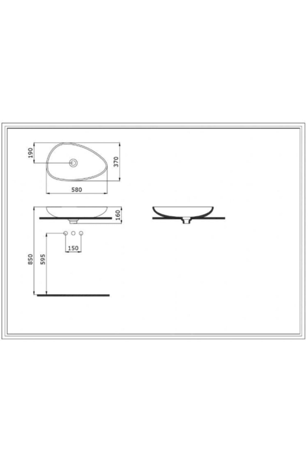 Etna Tezgah Üstü Lavabo 58 Cm Mat Siyah 1114-004-0125