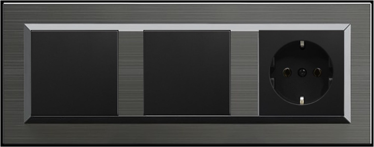 Quantum Manyetik Gri 3'lü Set Anahtar, Anahtar ve Topraklı Priz Set