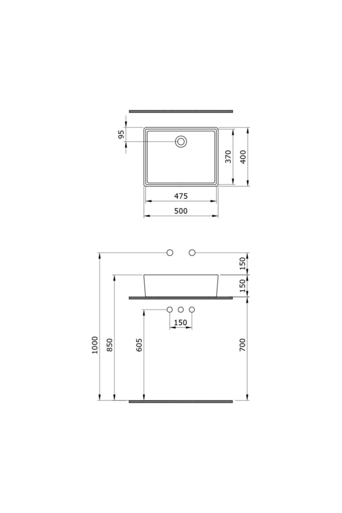 Mılano Çanak Lavabo 50 Cm - Mat Gri