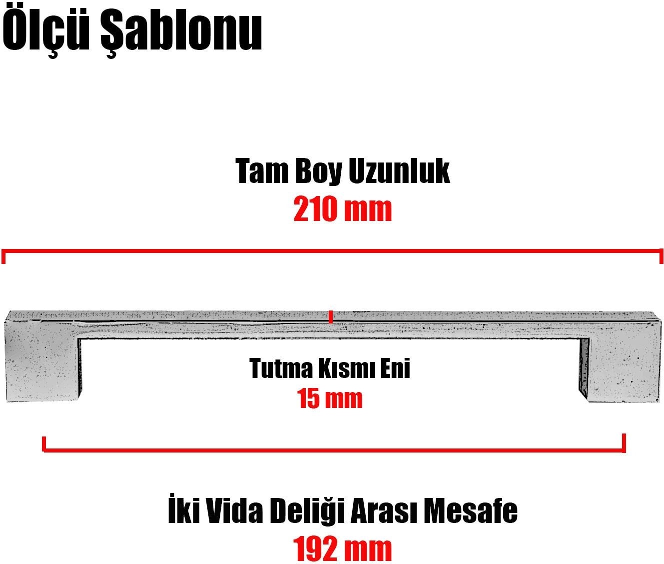 Cemre Çekmece Mutfak Dolap Kapak Kulpu 192 mm Mat Siyah Metal Kulp