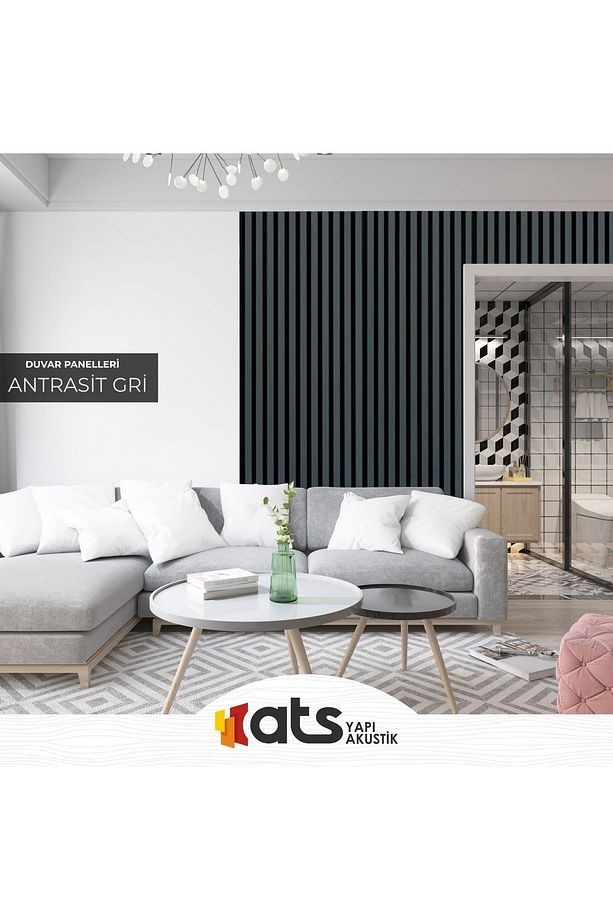Ahşap Duvar Lambiri Çıta 120 Cm - Antrasit Gri
