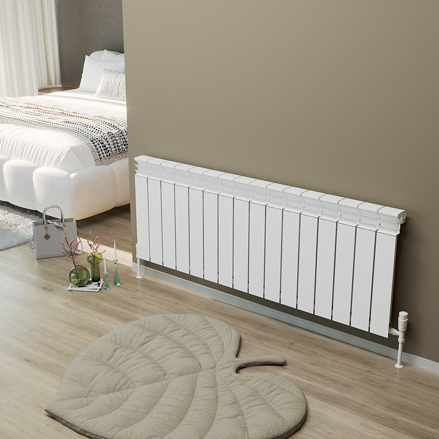 Besto XL Alüminyum Dekoratif Radyatör 600×1600 mm 16 Dilim RAL 9016 Beyaz | 1030W Modern Duvar Tipi
