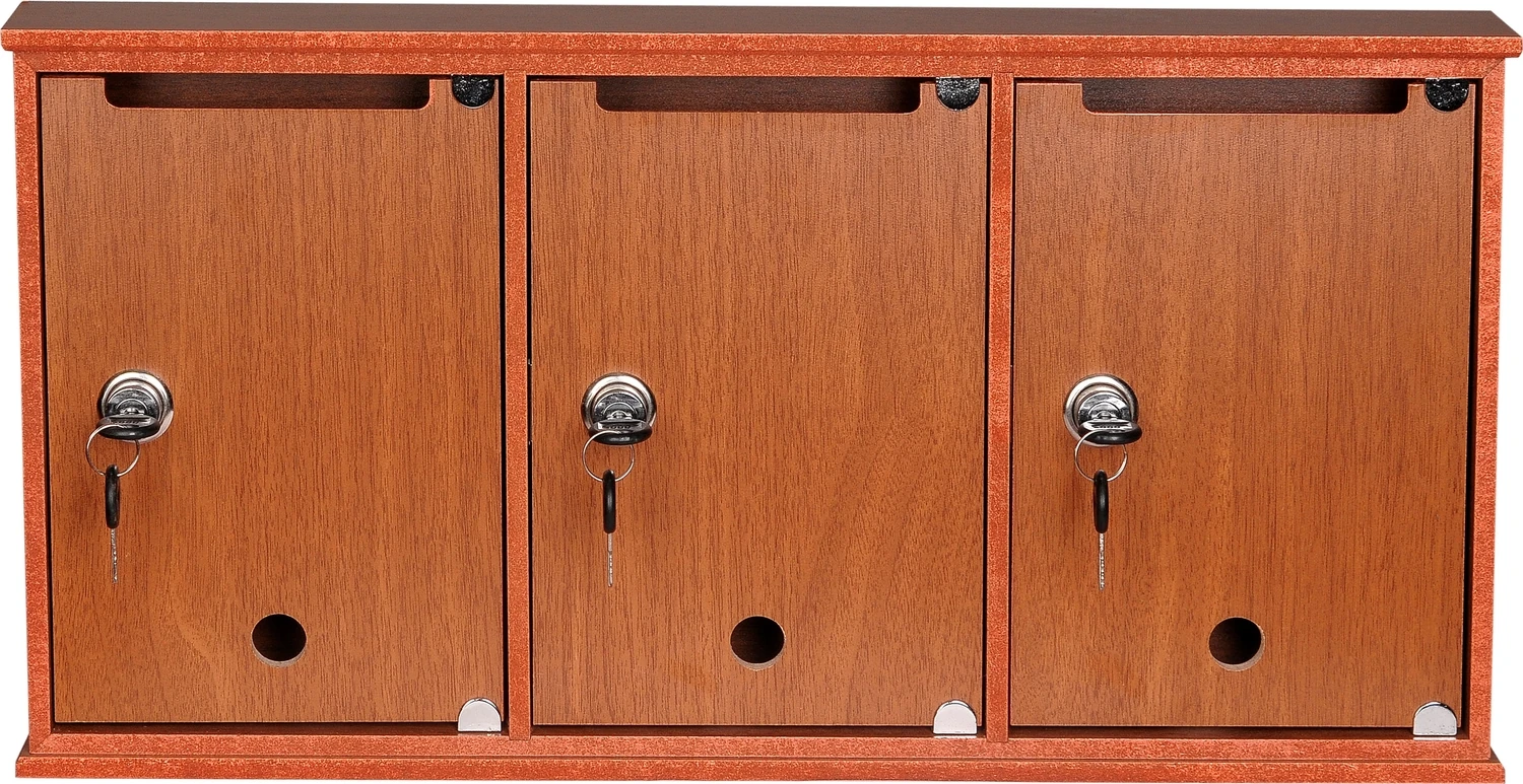 Kilitli Ahşap Posta Kutusu 3'lü Ceviz