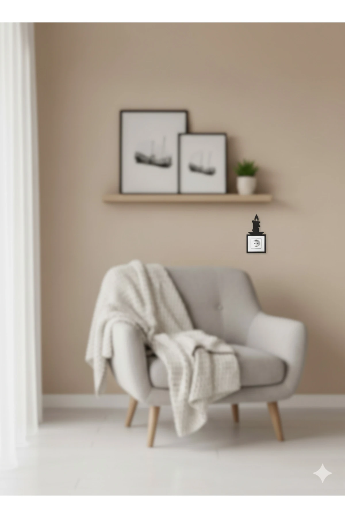 Mum Temalı Ahşap Priz-anahtar Çerçevesi