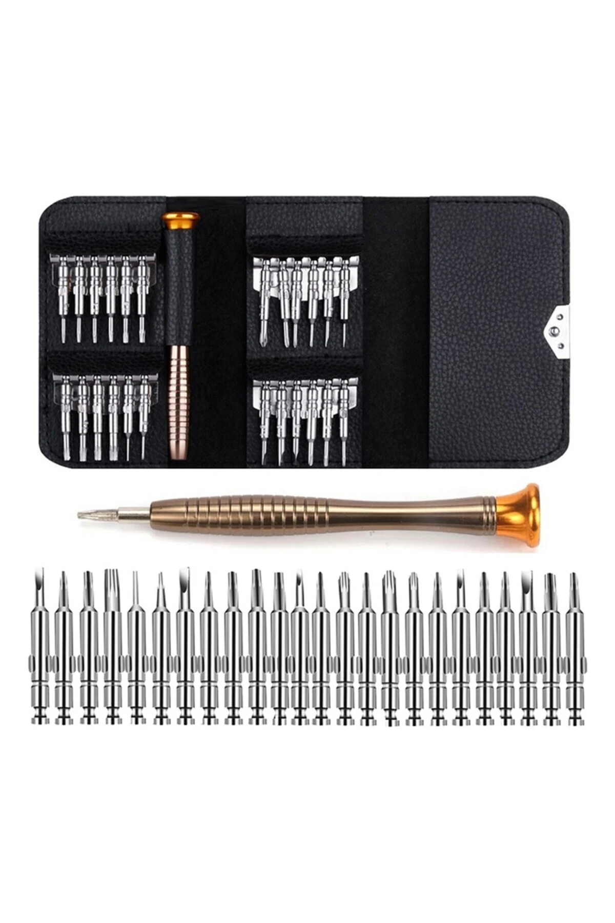 25 Parça Cüzdanlı mıknatıslı Tornavida Set Elektronik Gözlük Saat Bilgisayar Tamir Tornavidası Seti