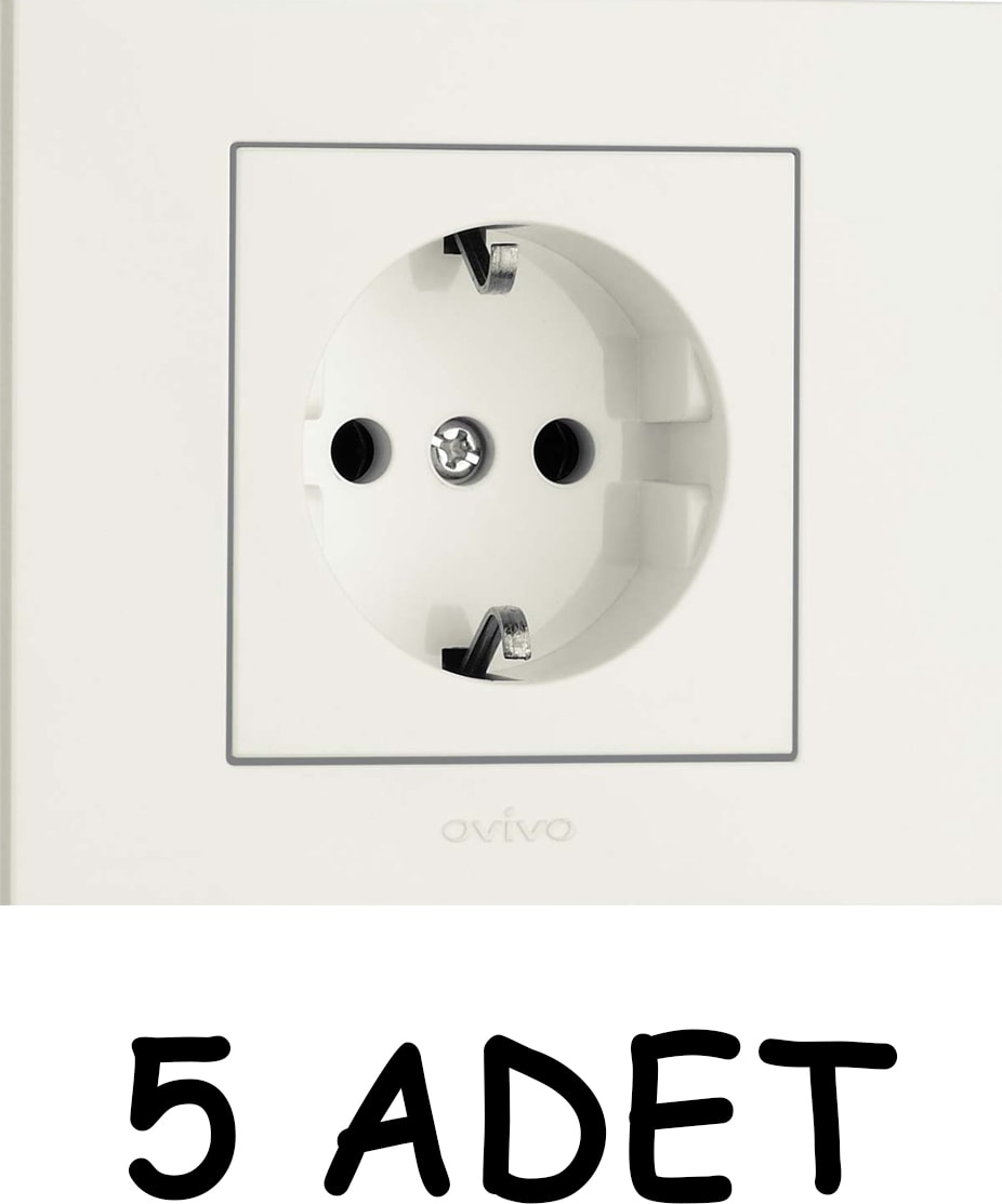 Priz Çerçeveli Beyaz 5'li