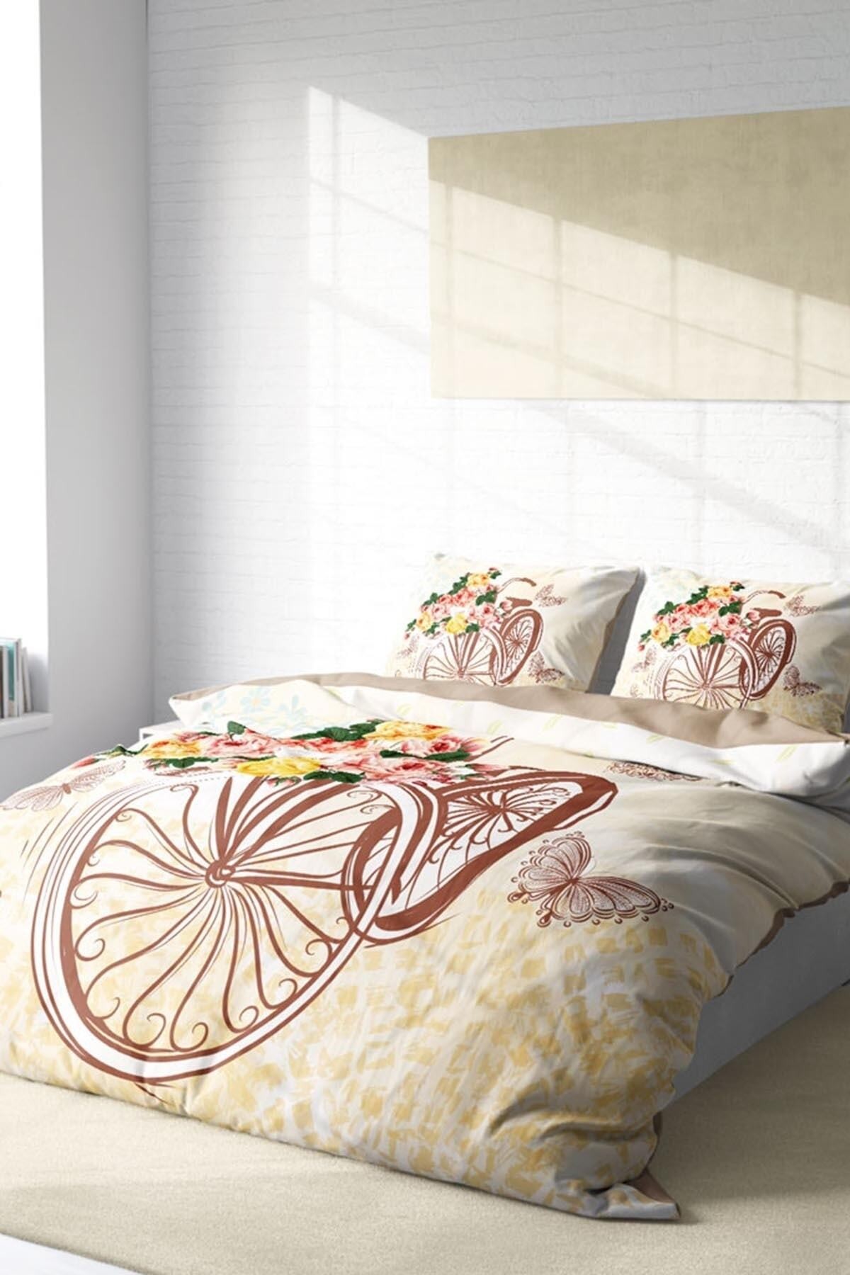 Kıng Sıze Romantic Bicycle Modern Çift Kişilik Nevresim Takımı 220x240cm
