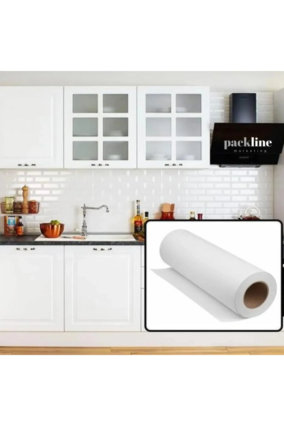 Mat Beyaz Mobilya Ve Dolap Kaplama Folyosu Ragle Ve Maket Bıçağı Hediyeli 62cm X 8 Metre