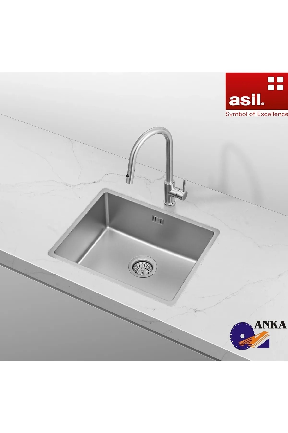 Krom Drawn R35 Series 40×50 Cm, Paslanmaz Çelik Evye, Eviye, Mutfak Lavabo (SİFON DAHİL)