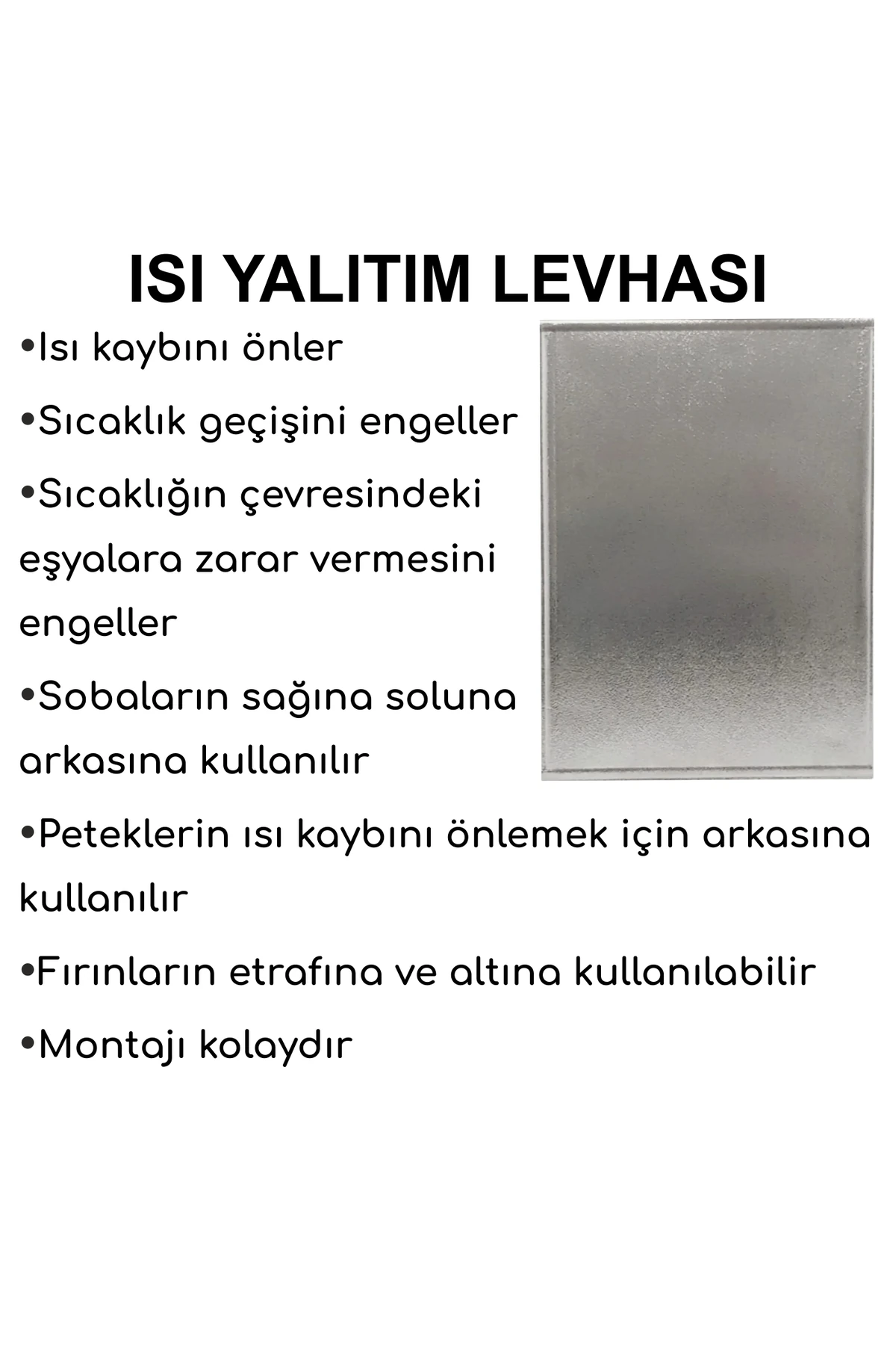 Isı kes Isı Yalıtım Levhası 65cmx83cm-4 Adet-Soba-petek-fırın arkasına-Sıcaklığın geçişini engeller