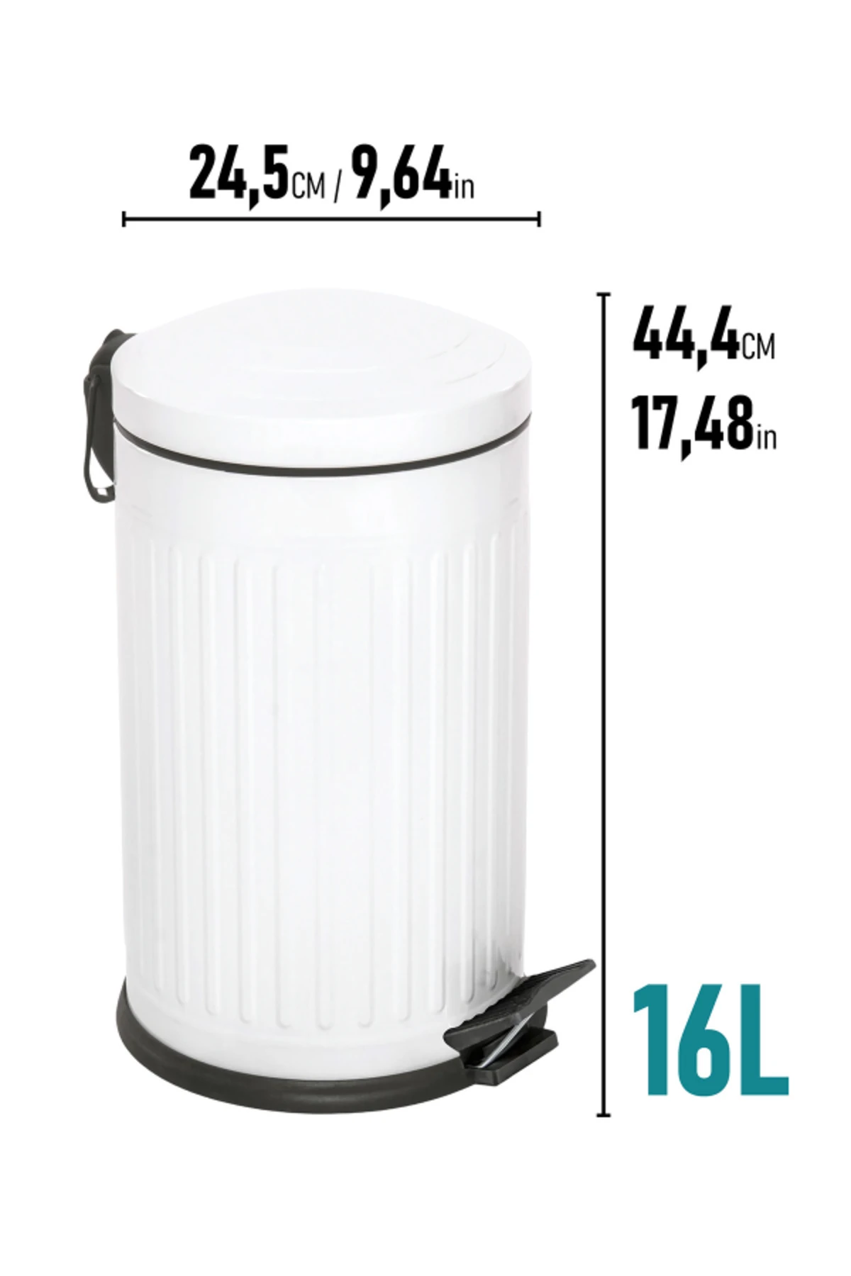 16 Lt Vintage Serisi Amortisör Kapaklı Beyaz Çöp Kovası (BANYO - MUTFAK - TUVALET - BALKON)