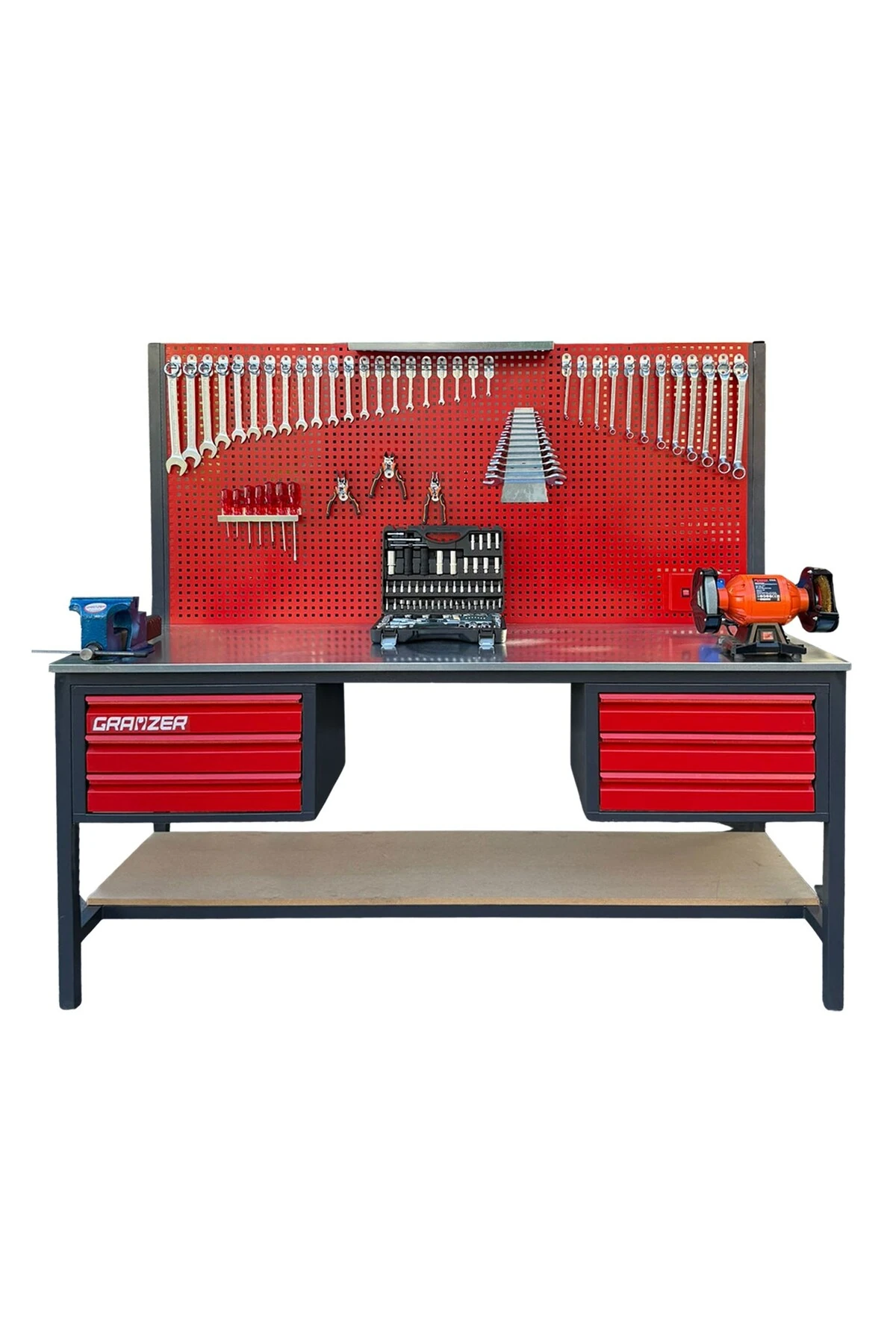 2 Metre 6 Çekmeceli 165 Parça Dolu Takım Tezgahı