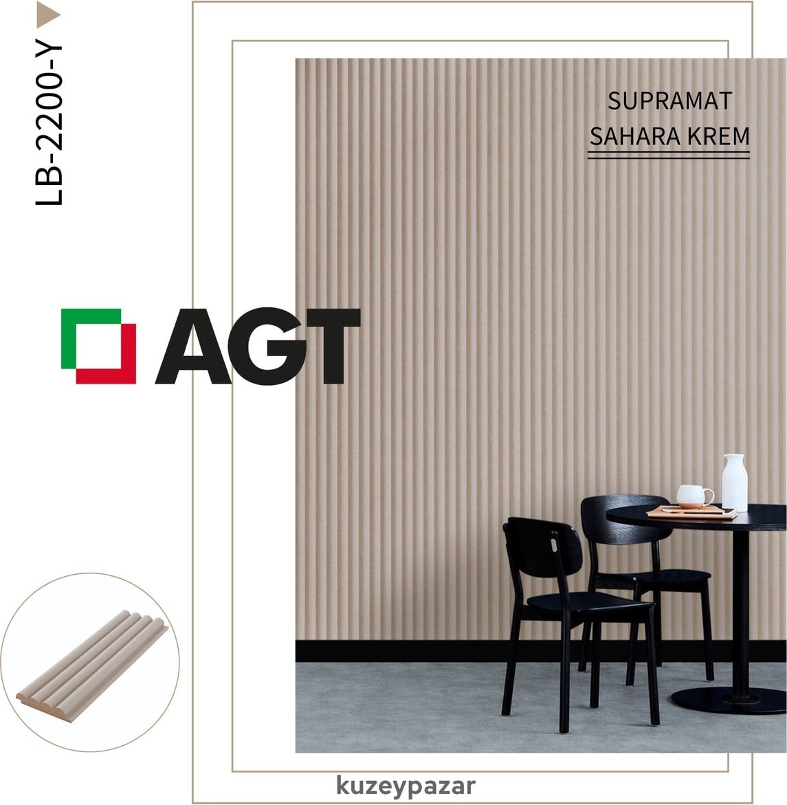 Agt Duvar Lambri Profili Lb 2200 - Sahara Krem, Sıcak ve Şık Iç Tasarım Detayları