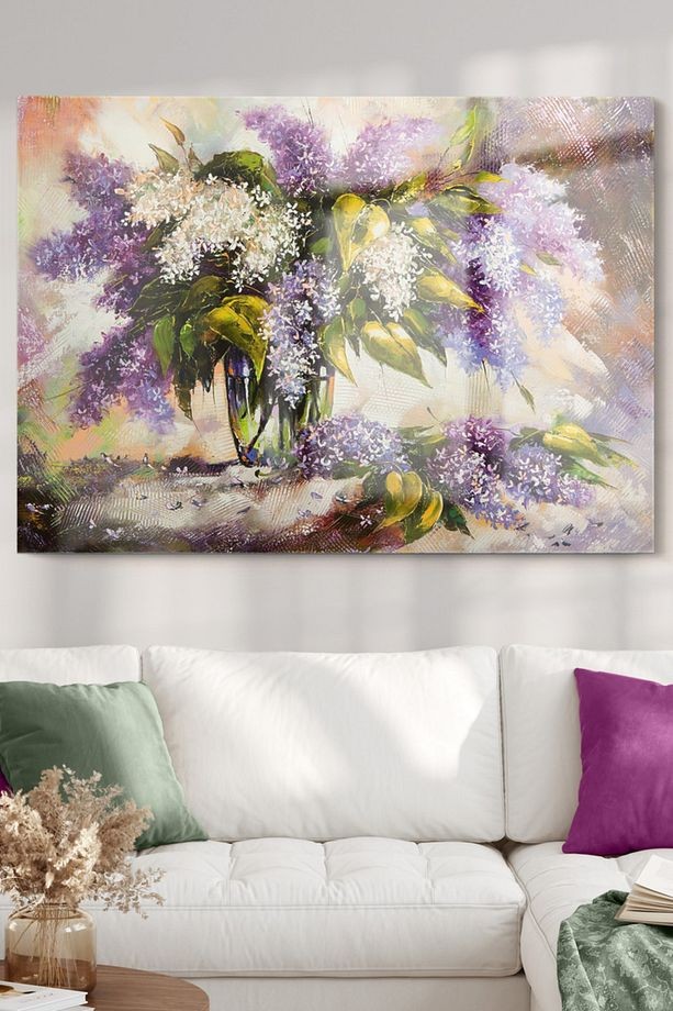 Vazo Ve Çiçek Temalı | Çiçek Temalı Cam Tablo | 50x70 Cm
