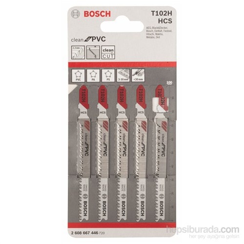 BOSCH - Temiz Kesim Serisi Pvc İçin T 102 H Dekupaj Testeresi Bıçağı - 5'Li Paket