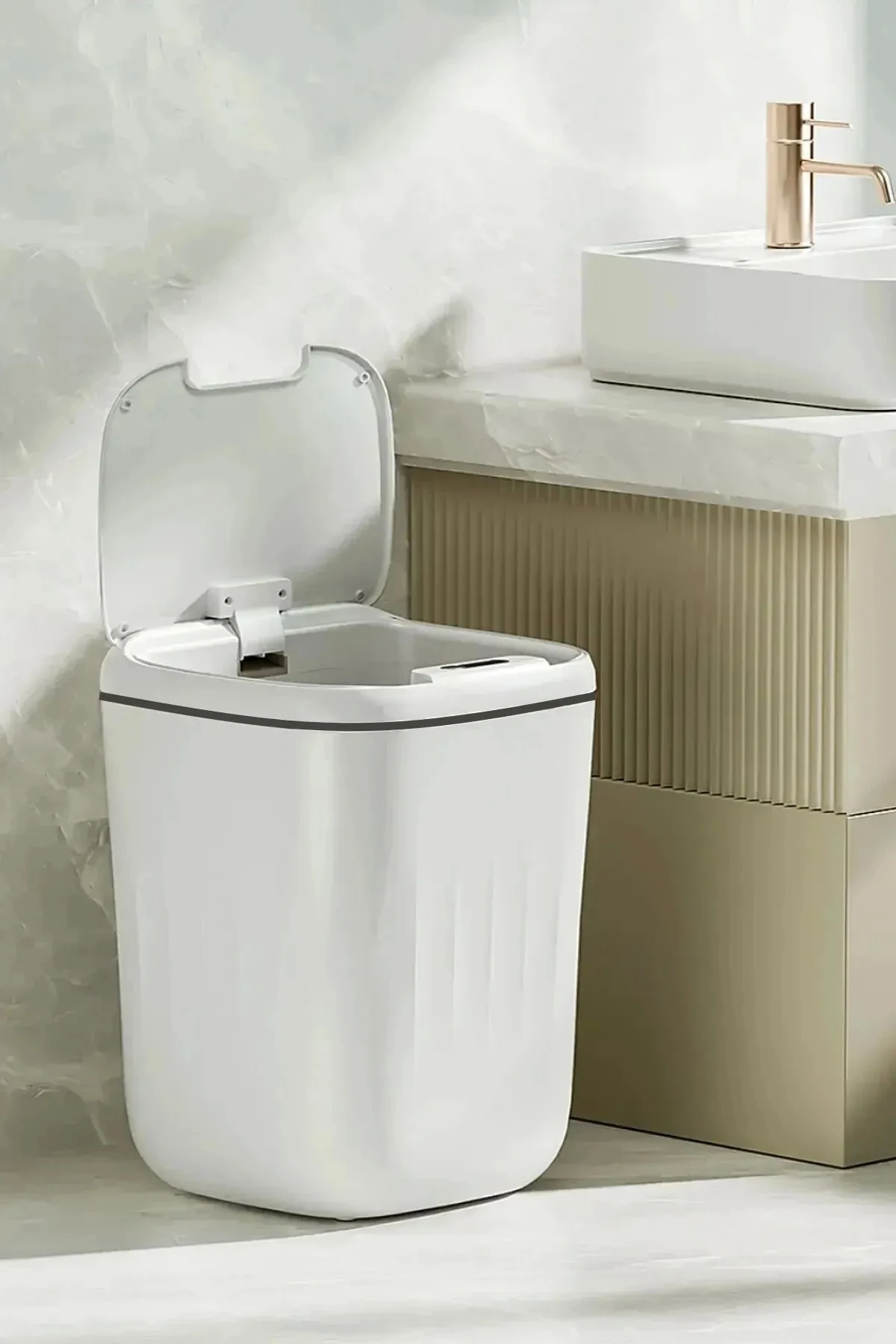 Teknolojik Çöp Kutusu Otomatik Aç Kapat Sensörlü Mutfak Banyo Ev Ofis Indüksiyon Çöp