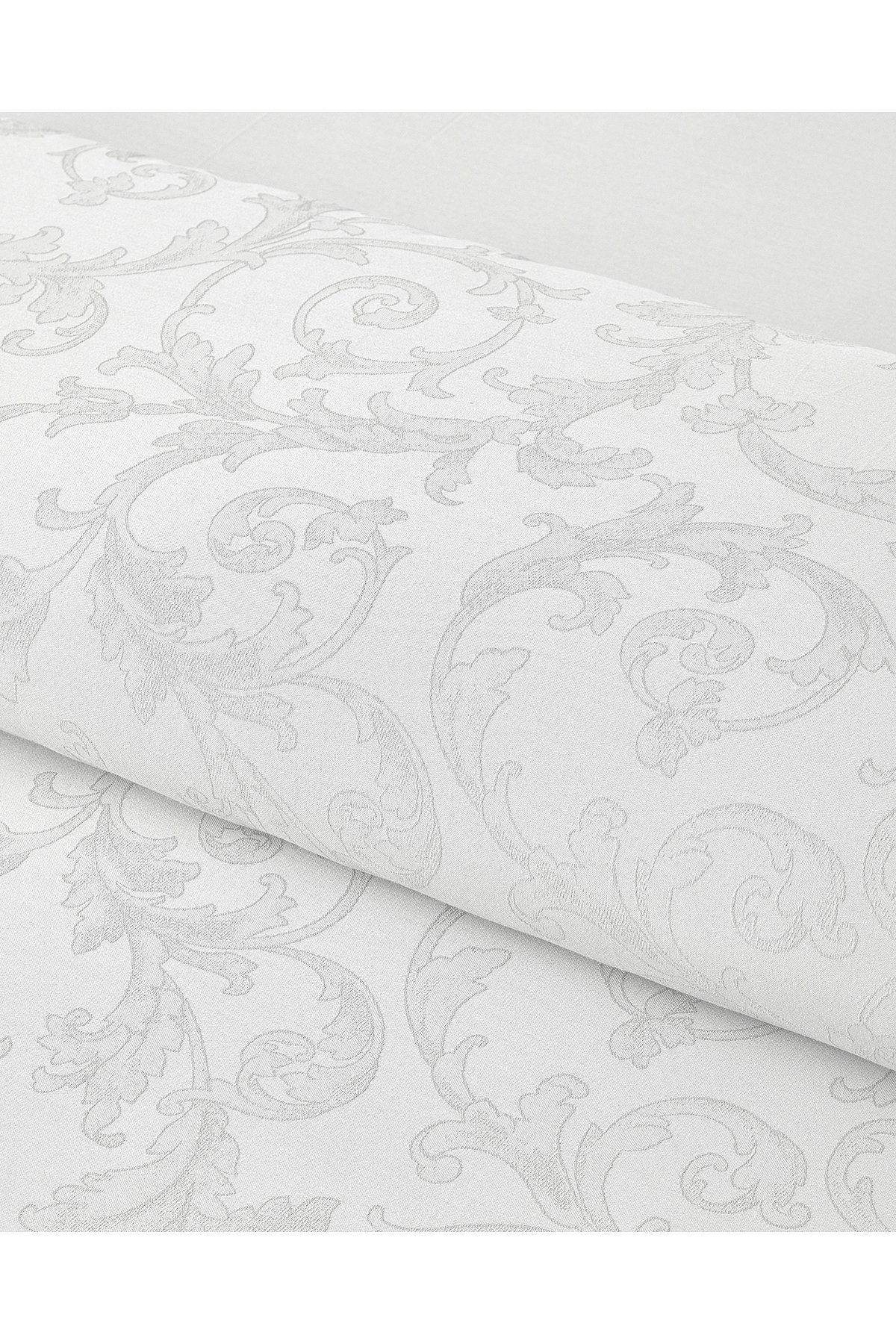 Royal Scroll Jakarlı Pamuk Saten Çift Kişilik Nevresim Takımı 200x220 cm Beyaz