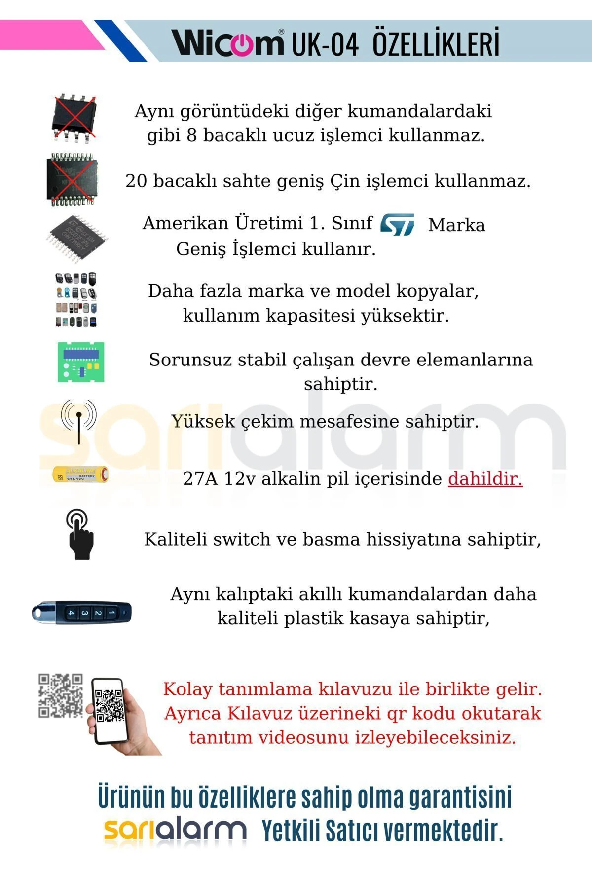 Uk-04 Mini Akıllı Otopark Kumandası Kalem Tipi 433.92 Mhz ( 1. Kalite -St İşlemcili )
