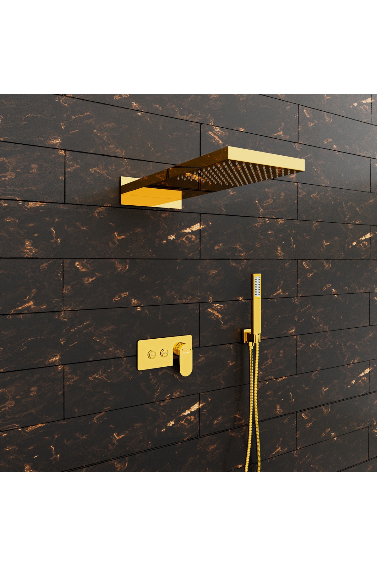 Ankastre Comfort Panel Yağmur Duş Seti Altın Fau108-g