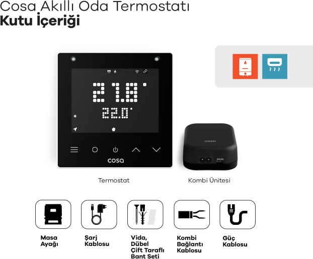 Akıllı Oda Termostatı Kablosuz Kombi ve Klima Kontrolü V5