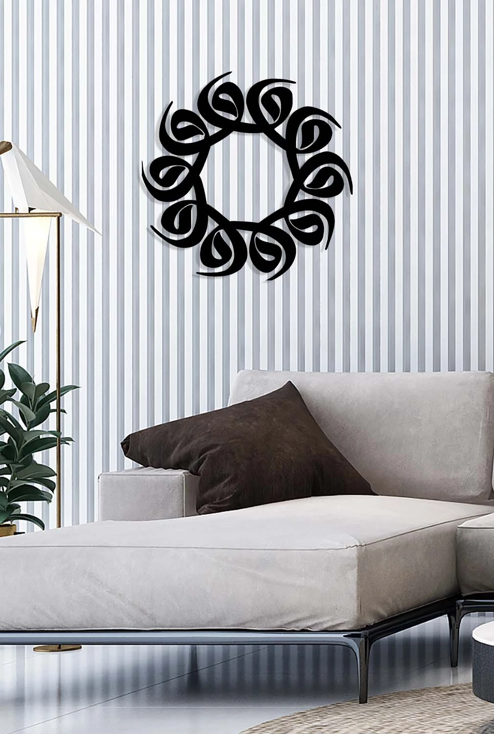 -Vav Harfi Islami Metal Tablo - Islami Ev Dekorasyonu - Dini Duvar Tabloları - 50 X 50 - Cm - Sıyah-Islm-179