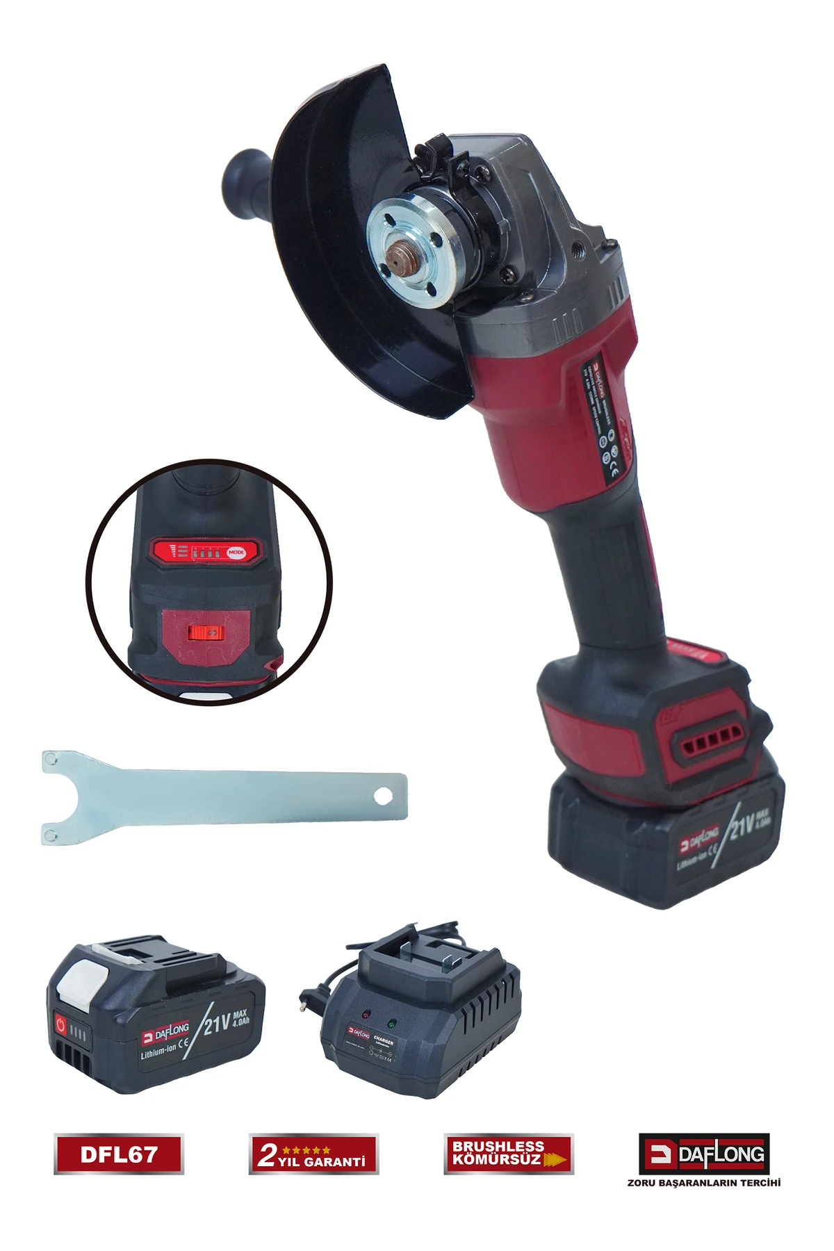 PRO 21V ÇİFT AKÜ 6 KADEME DEVİR AYARLI KÖMÜRSÜZ ŞARJLI TAŞLAMA SPİRAL DFL-67