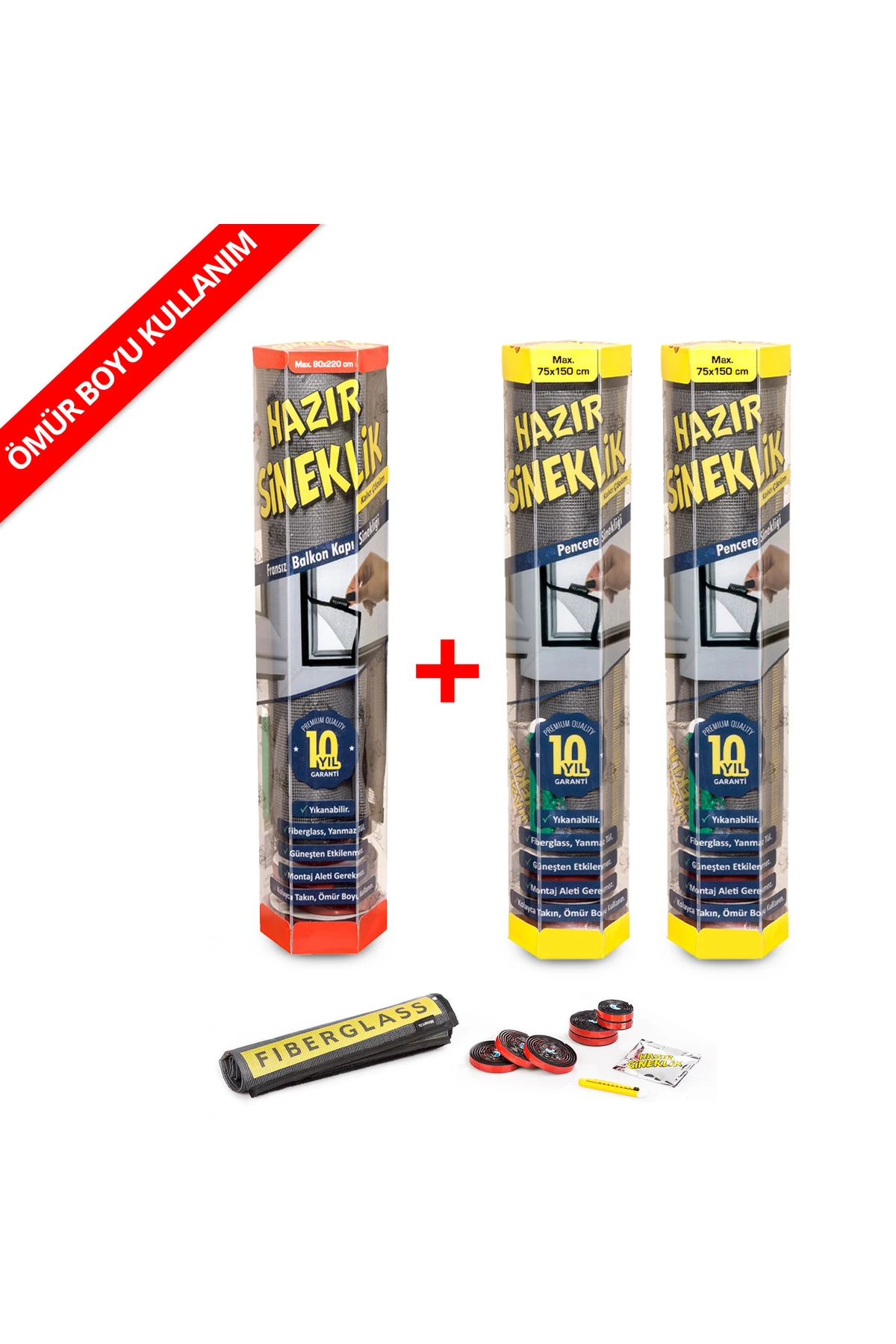 Hazır Sineklik 75x150 Cm (pencere) - 80x220cm (kapı) 3 Lü Paket