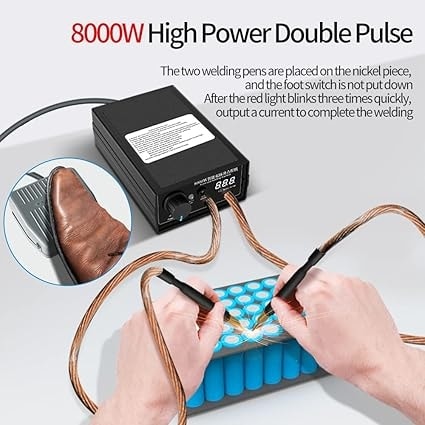 8000W Yüksek Güçlü Çift Darbe Noktaları Kaynak Makinesi 18650 Lityum Pil Pilleri ve 0.1-0.3mm L Levha