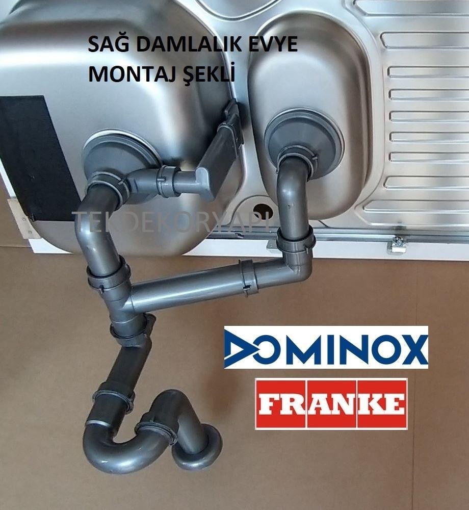 Domi̇nox  Evye Si̇fon Takimi 1,5 Göz Kare Taşmali