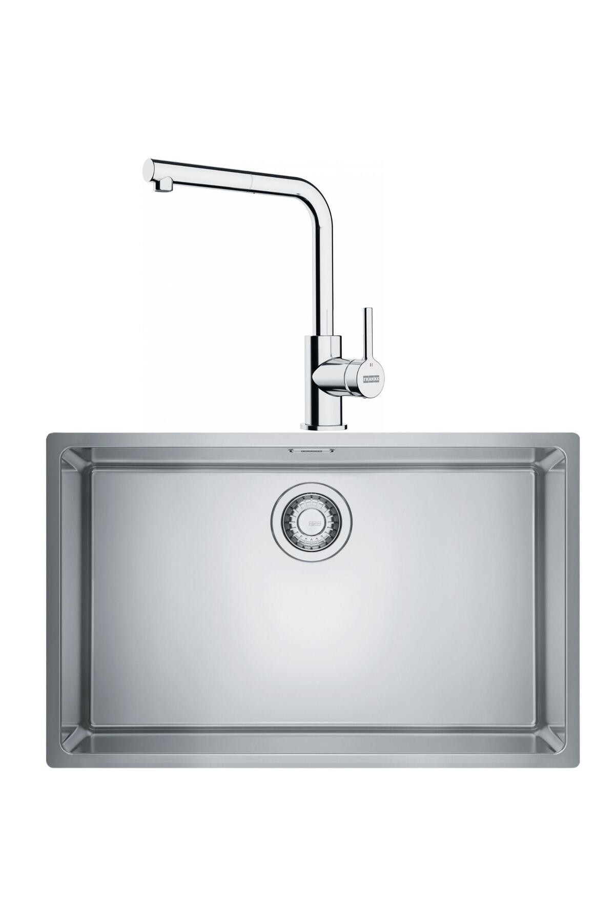 Maris Mrx 110-70 Tek Gözlü Eviye + LİNA L Krom Spiralli Mutfak Eviye Batarya Seti (Krom)