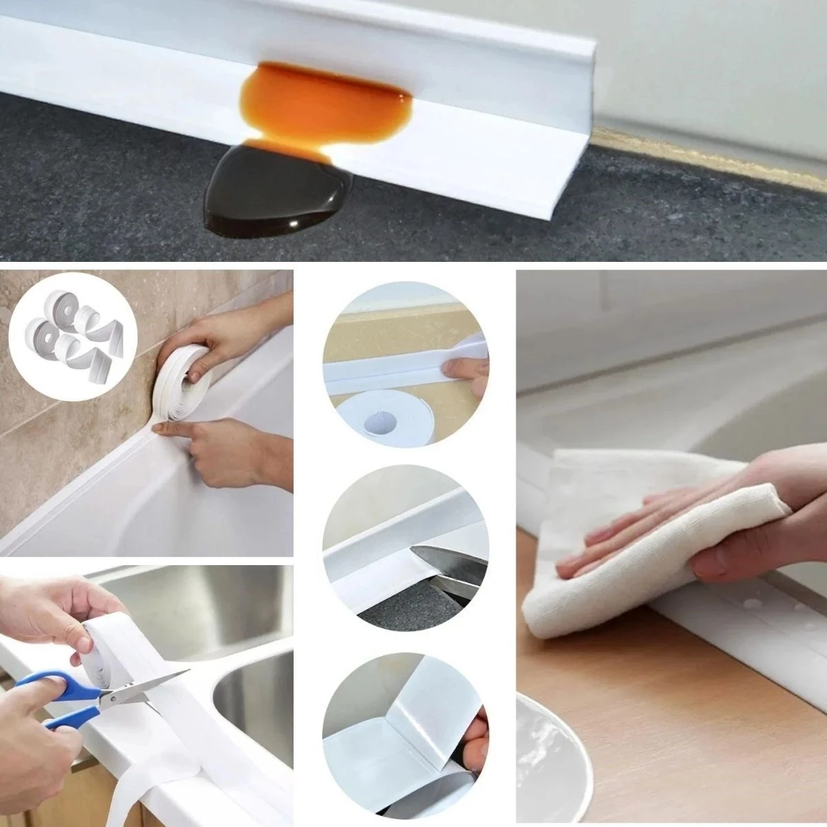 Su Sızdırmaz Banyo Mutfak Lavabo Küvet Izolasyon Şerit Bant,lavabo Kenar Bandı 3.2 mt x 38 mm