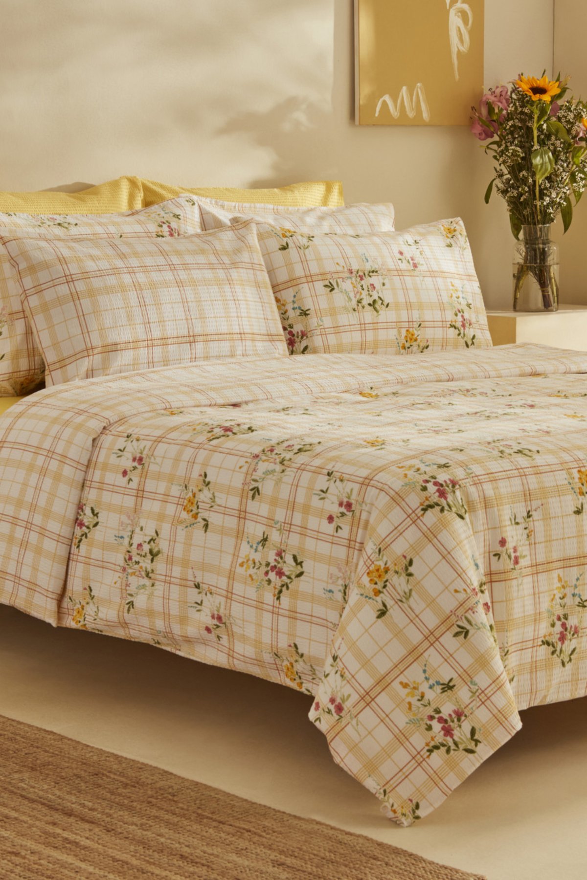 Minella %100 Pamuk Soft Touch Çift Kişilik Nevresim Takımı Sarı