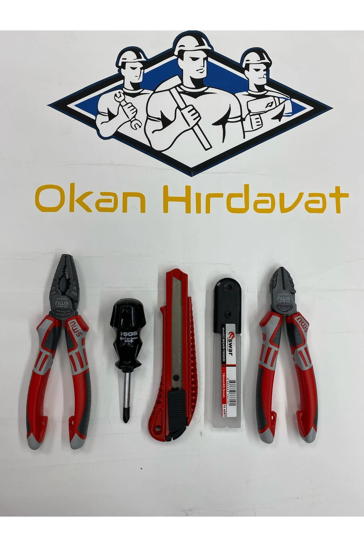 5 Parça Set 160 Mm Pense 145 Mm Yankeski Falçata Ve Yedeği Yıldız Topaç Tornavida