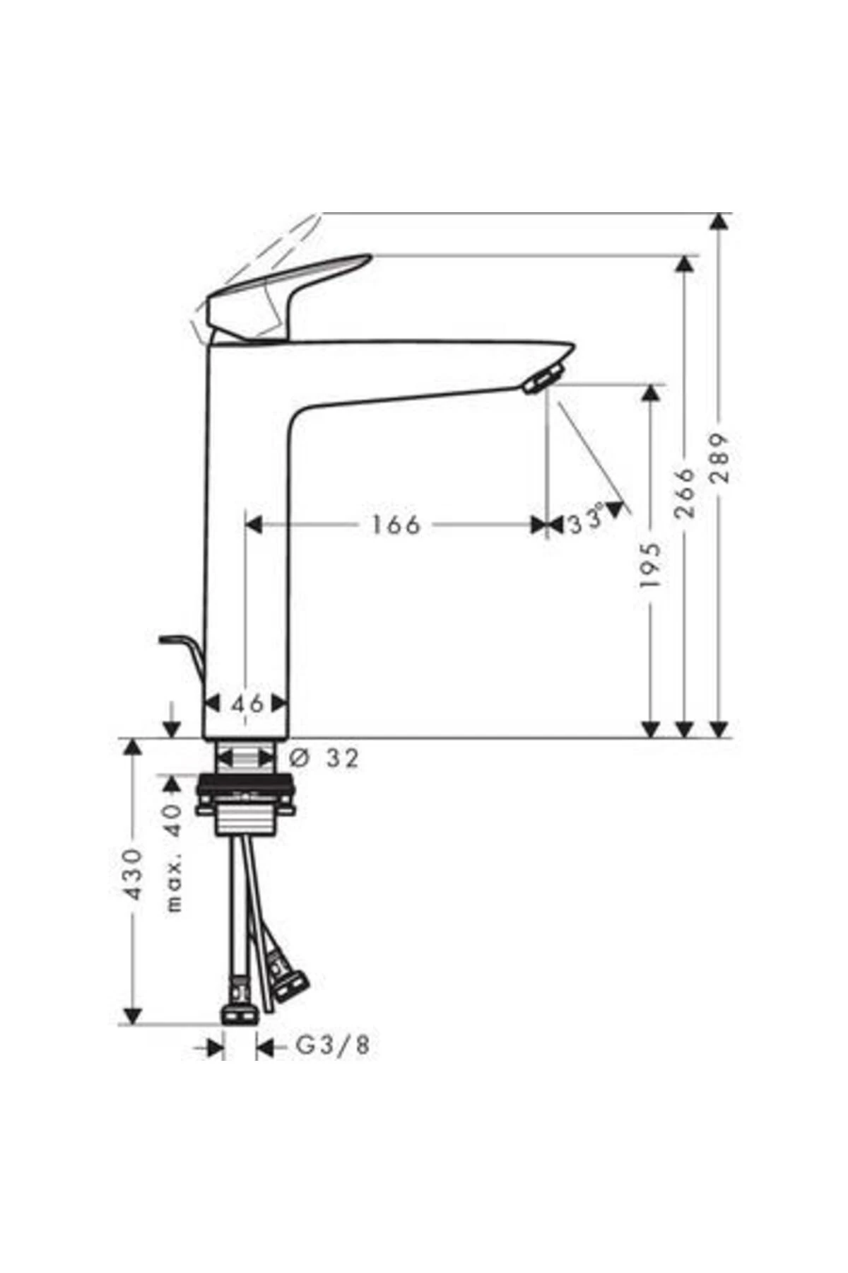 Logis Tek Kollu Lavabo Bataryası 190 Kumandalı Krom 71090000