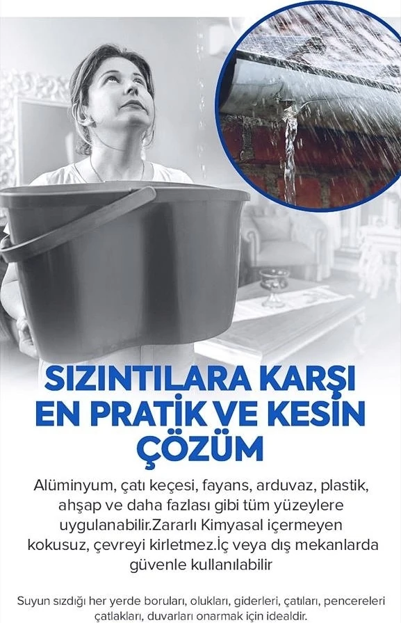 1+1 Paket Su İzolasyon Sızıntı Onarım Spreyi Su Geçirmez BEYAZ 2X300 ml
