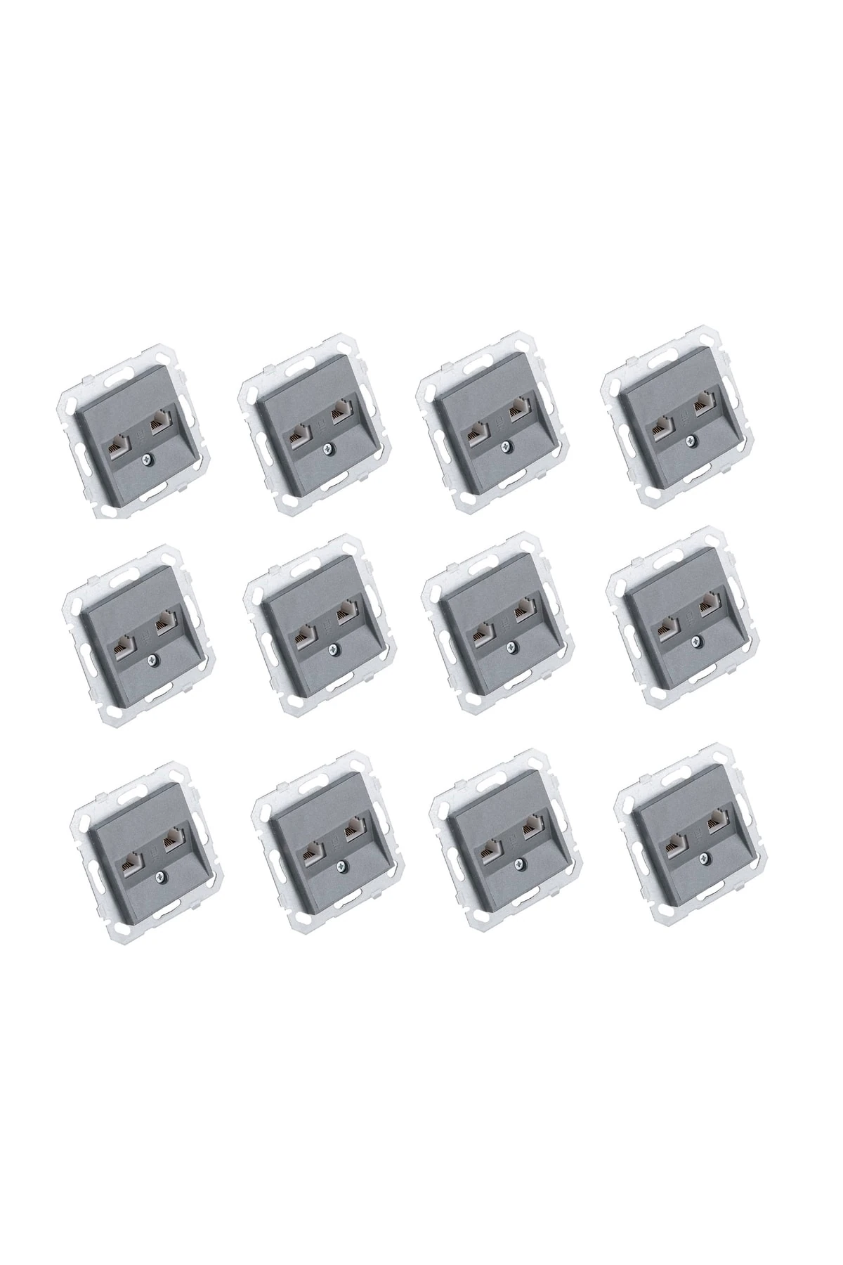 Byobu 12 Adet Füme Data-nümeris Telefon Priz (cat3-cat6) Çerçevesiz