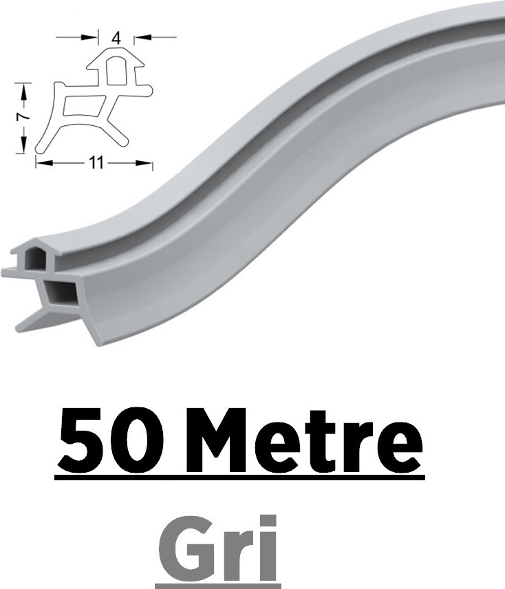 Pen Markalarının Kapı Pencere Contası Pvc Fitili 50 Metre Gri Tüm Standart Pvc Pimapen, Fıratpen, Egepen, Winsa Gibi Markalara Uygun