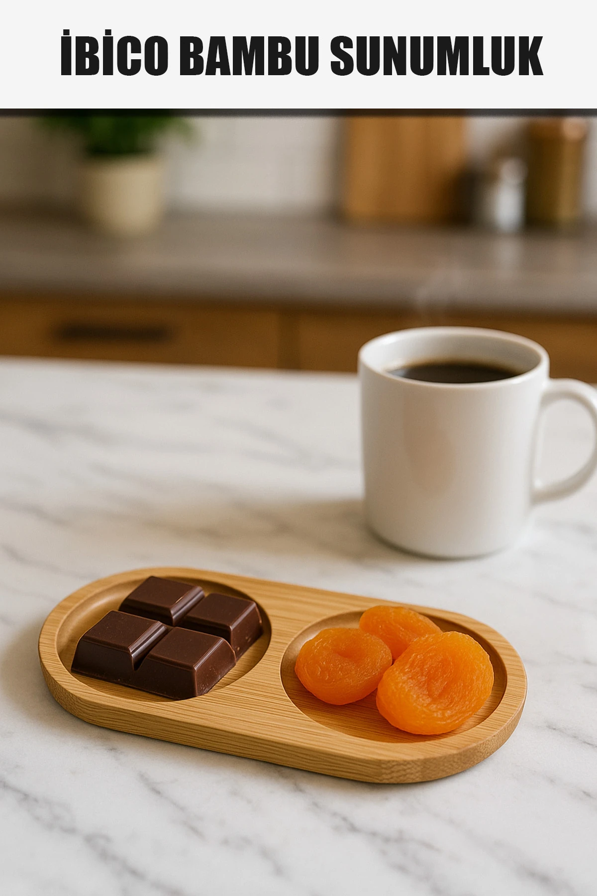 İBİCO 2 BÖLMELİ OVAL AHŞAP BAMBU YAĞDANLIK ALTLIK & MİNİ SUNUMLUK