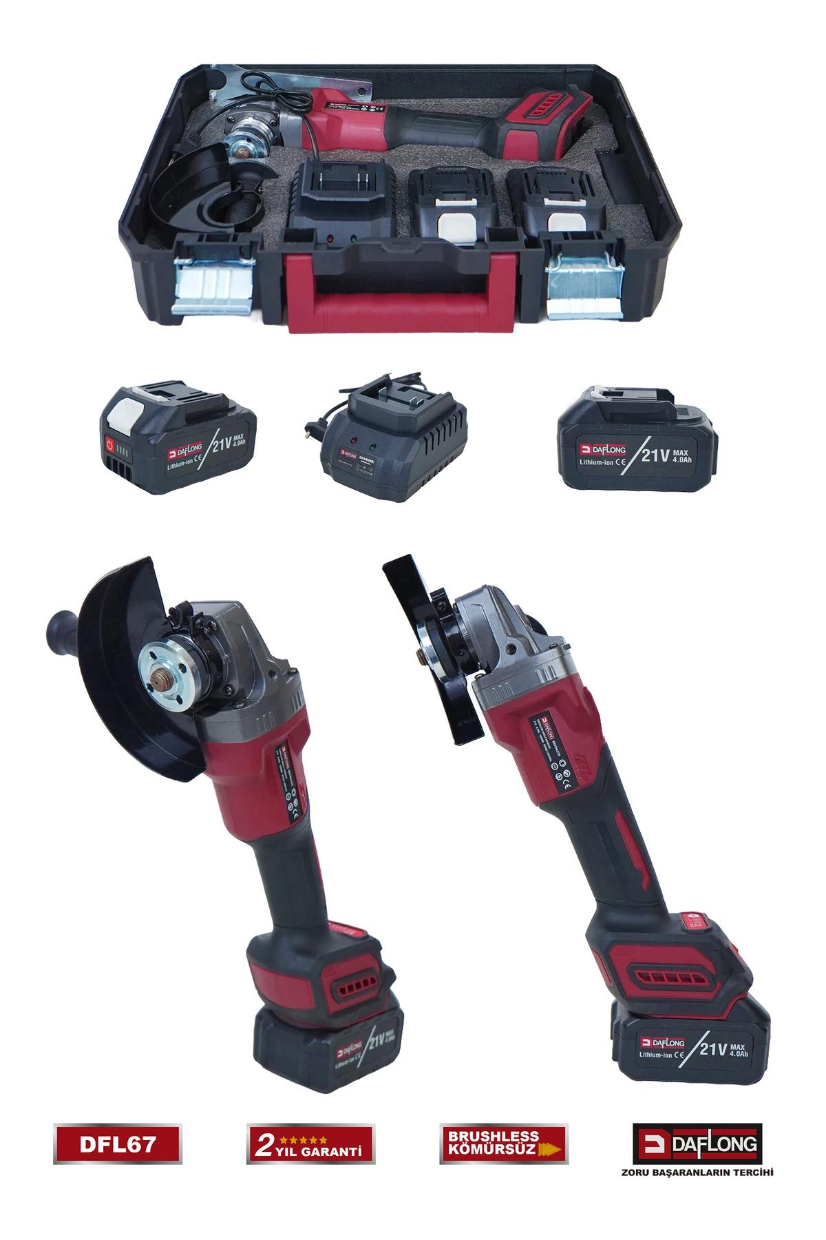 PRO 21V ÇİFT AKÜ 6 KADEME DEVİR AYARLI KÖMÜRSÜZ ŞARJLI TAŞLAMA SPİRAL DFL-67