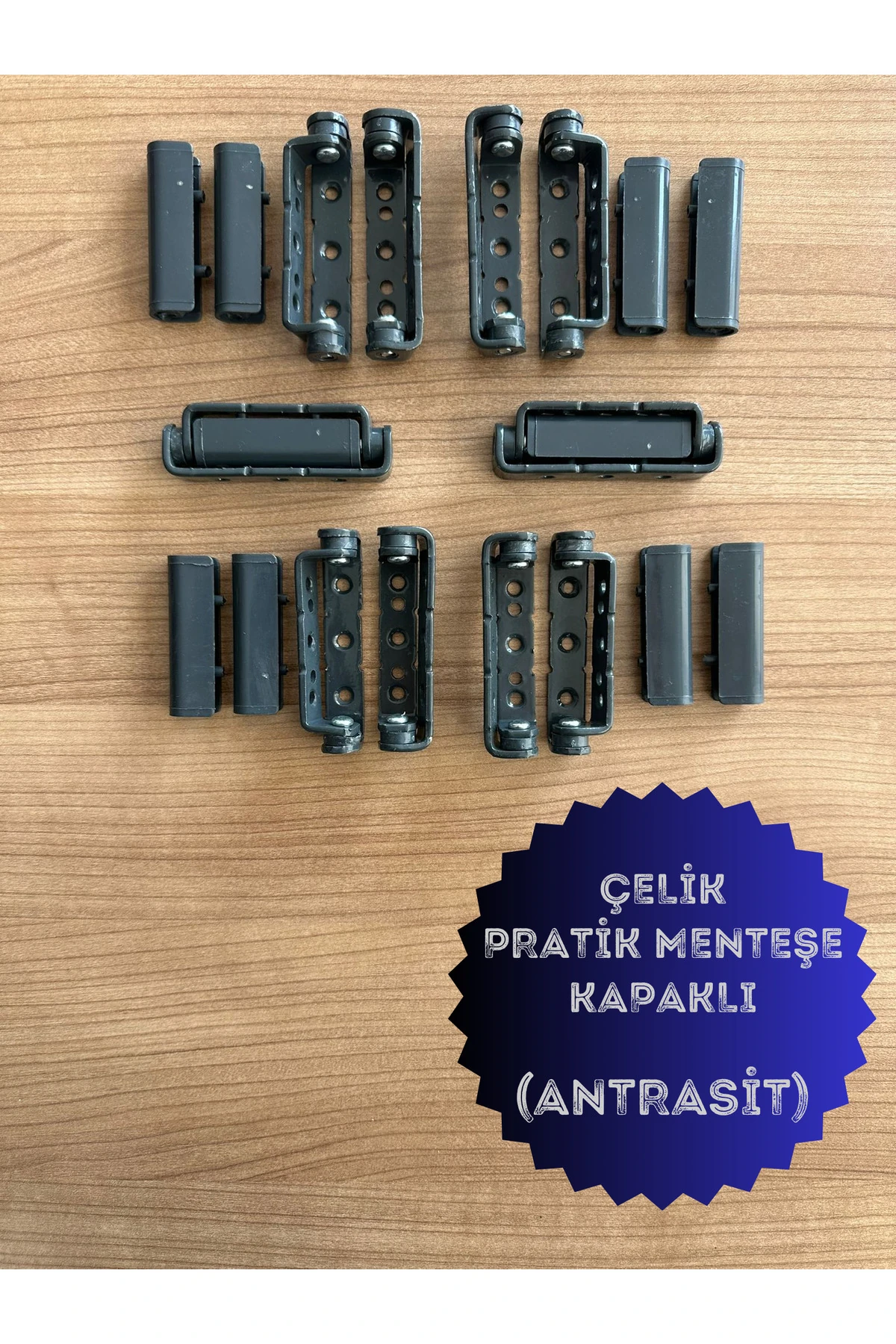Pvc Pimapen Kapı Pencere Pratik Çelik Menteşe 80mm Antrasit (40 ADET) Vidalar Dahil