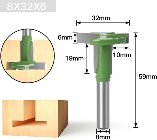 8X32X6 1 Adet Set 8mm Shank T-Yuvası Yönlendirici Bit Düz Kenar Planya Freze Kesici Kesme Ahşap Ağaç Işleme Kolu (Yurt Dışından)
