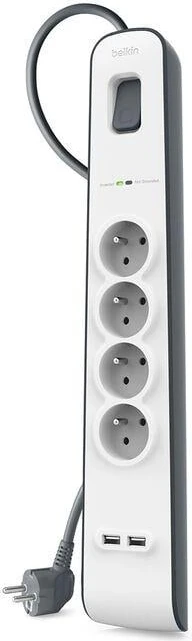 BSV401VF2M-V2 4'lü 2m Akım Korumalı Priz + 2'li 2.4A USB Girişi