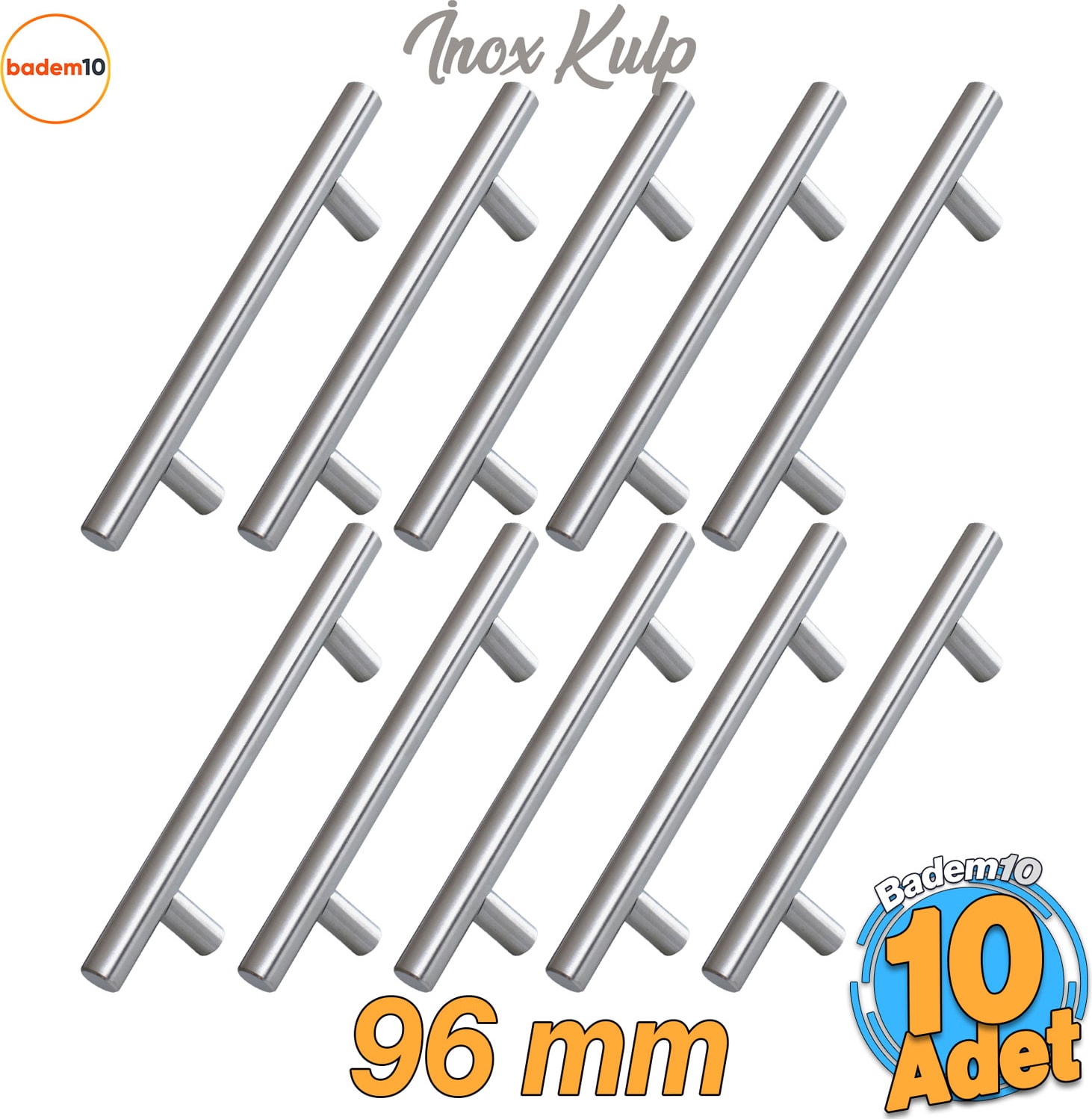 Alteta 96 mm - 9.6 cm Inox Metal 10 Adet Mobilya Mutfak Çekmece Dolap Dolabı Kapak Kulpu Kulbu Kulpları