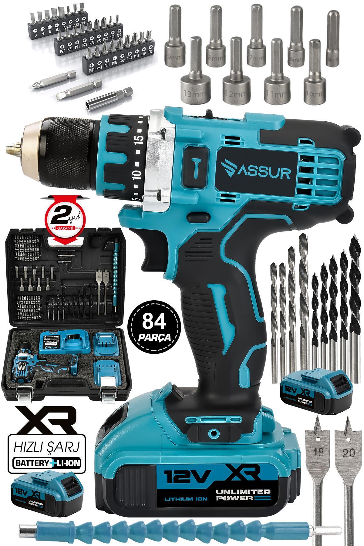 12v Çift Akülü Vidalama Metal Şanzıman Şarjlı Matkap