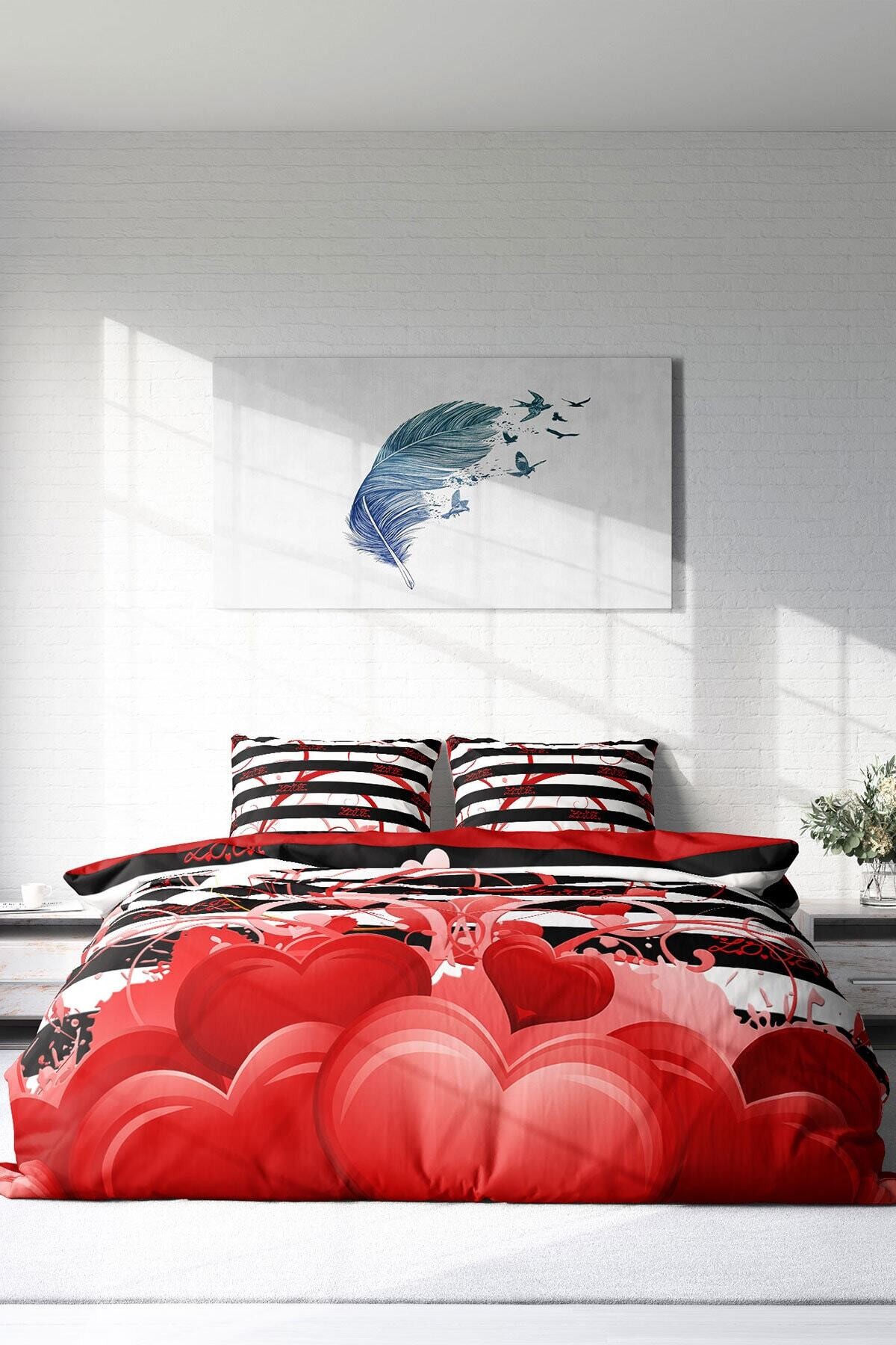 Kıng Sıze Sevgililer Günü 3d Çift Kişilik Nevresim Takımı 220x240cm