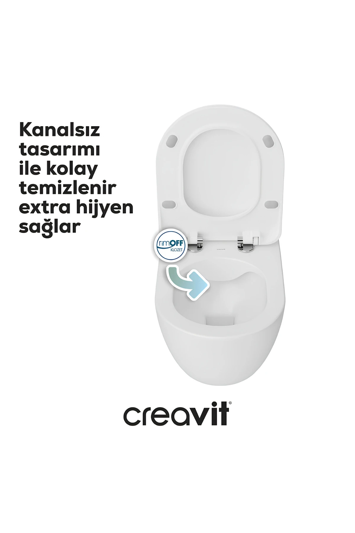 FE322 Free İnci Mat Beyaz Rim-Off Asma Klozet,  Duroplast Mat Beyaz Kapak