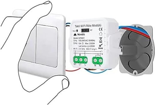 Tuya Uyumlu Tekli Wifi Akıllı Anahtar (10A - 220V Röle) - Tek Çıkışlı, Anahtar Girişli